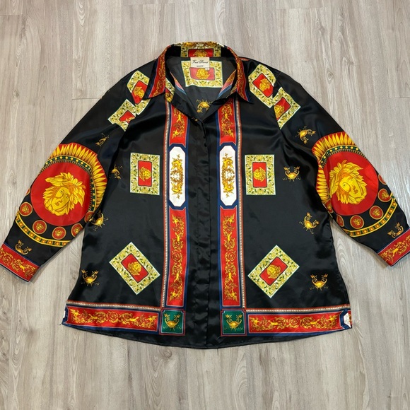 Fred David Women’s Medusa Mythology Shirt Long Sleeve Blouse Plus Size 20 Button - Picture 1 of 11